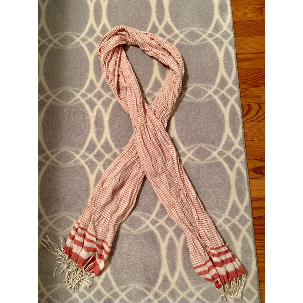 J. Crew Red and White Summer Scarf